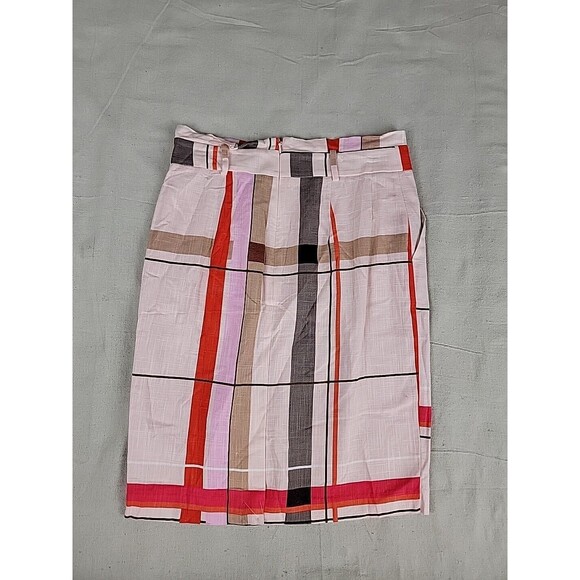 Anne Taylor Skirt 6 Petite Pencil Knee Pink Zip Preppy Office Linen Blend Modern - Picture 12 of 16